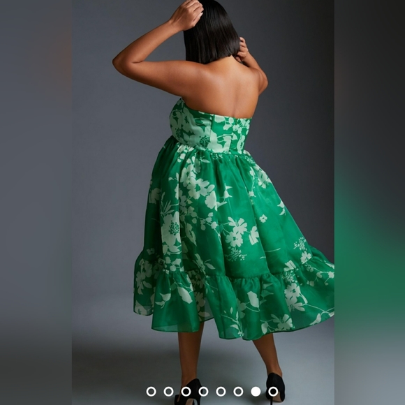 NWT SELKIE Corset Dress Green Floral Small - Picture 4 of 11